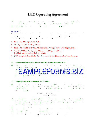 Sample LLC Operating Agreement 3 pdf free